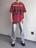 燦圖煙灰色牛仔褲男夏季新款美式復古潮流vibe褲子窄版顯瘦直筒微喇褲 煙灰色 L 曬單實拍圖
