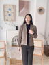 YINGBANI小西裝外套女2025春秋季新款高級感氣質(zhì)休閑百搭顯瘦毛呢西服上衣 單件咖色西裝 L （建議101-110斤） 曬單實(shí)拍圖