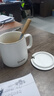 宅輕松 陶瓷馬克杯帶勺蓋送禮咖啡杯牛奶杯早餐杯辦公水杯子男女茶杯白 曬單實(shí)拍圖