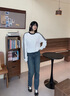 森馬（Semir）[商場(chǎng)同款]牛仔褲女加絨做舊長(cháng)褲復古2024新款冬季顯瘦直筒褲 牛仔黃泥染80325 28 曬單實(shí)拍圖