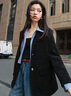三彩若潮大碼女裝2025冬季新款90白鴨絨羽絨服絲絨外套型暖胖MM 黑藍 L 165/92B 參考體重125-135 曬單實拍圖