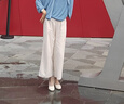 曼利鳥女士亞麻女褲2025夏季新款薄款棉麻松緊腰休閑寬松闊腿九分直筒褲 麻本色--九分褲 均碼 L[106-120斤] 曬單實拍圖