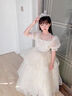 乖奇奇（ALERTCHYCHY）女童禮服高端輕奢小眾生日公主裙花童婚禮小女孩主持人兒童晚禮服 香檳色泡泡袖長款 120 曬單實(shí)拍圖