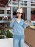 名創(chuàng  )優(yōu)品（MINISO）外套女春秋款2025新款衣服開(kāi)衫小個(gè)子連帽衛衣女顯瘦百搭休閑女裝 【春秋薄款】霧霾藍(純色)-短款 L 165 (優(yōu)選面料 舒適貼身) 曬單實(shí)拍圖