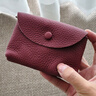 banyanu頭層牛皮荔枝紋小錢(qián)包女時(shí)尚小巧便攜零錢(qián)包帶拉鏈真皮收納包女 酒紅色（里外頭層牛皮） 曬單實(shí)拍圖