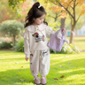 mlgt kids童裝女童秋裝套裝秋季新款洋氣兒童衣服女孩寶寶可愛衛(wèi)衣褲 米杏色 90 cm 曬單實拍圖