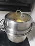 炊大皇304不銹鋼三層蒸鍋家用復(fù)合底湯鍋蒸饅頭包子可視可立高拱蓋30cm 曬單實(shí)拍圖