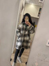 鴨鴨毛呢羽絨服女士中長(zhǎng)款反季冬季新款寬松可拆卸帽保暖毛呢大衣外套 黑色 L 曬單實(shí)拍圖