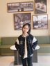 愛 西娜女大童棒球服外套2025春季新款初中生女孩時尚春秋款夾克運動上衣 黑色 140 cm 曬單實拍圖