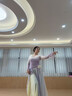 古典舞服裝中國舞舞蹈服身韻漸變紗衣練功服中國風大擺裙演出服 煙紫色上衣+裙褲 兩件套 M 曬單實拍圖