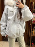 億梵莎棉服女2025新款冬季羽棉襖絨服女bf風(fēng)派克工裝國潮獨特超好看外套 白灰色 均碼 （可聯(lián)系客服備注碼數） 曬單實(shí)拍圖