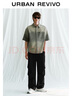 UR夏季新款男裝超寬松漸變暈染短袖牛仔襯衫UML840064 灰綠 L(XL-XXL) 曬單實(shí)拍圖