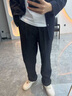 真維斯休閑褲男士直筒寬松秋季新款趨勢寬腿褲子垂感西裝褲子男 黑色 XL 曬單實(shí)拍圖