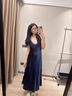 維密睡衣法式高級感超長款睡裙吊帶長裙到腳踝冰絲性感女 藏青 L 165(L) 曬單實(shí)拍圖