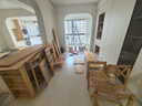 冬木實木餐桌餐邊柜一體靠墻柜子客廳置物柜靠墻折疊餐桌帶1.6米櫥柜 折疊餐桌餐邊柜組合+4椅-原木色 帶公牛電力軌道 曬單實拍圖