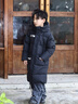 小鵝足跡長(zhǎng)款加厚兒童羽絨服2025男童工裝外套女童中大童裝95白鴨絨衣服 黑色 130 適合123-130 曬單實(shí)拍圖