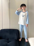 俞兆林兒童睡衣男春秋款家居服套裝中大童莫代爾棉長(cháng)袖長(cháng)褲居家空調服 A類(lèi)柔軟順滑-淺藍鯊魚(yú) 160 建議150-160cm,80-95斤 曬單實(shí)拍圖