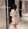果殼（Gukoo）睡衣夏季HelloKitty新款波點冰絲花邊女士家居服套裝 果醬粉  M  曬單實拍圖