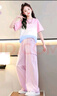 NICKYBABY女童夏季套裝2026新款洋氣兒童短袖網(wǎng)紅炸街夏裝女大童運動(dòng)工裝褲 18897粉藍+15029粉色 160 cm 曬單實(shí)拍圖