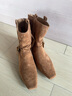 卓詩(shī)尼美拉德堆堆靴女復古尖頭2026新款春季粗跟中筒西部牛仔靴短靴 駝色 37 曬單實(shí)拍圖