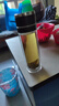 一鍵速開(kāi)雙層玻璃杯車(chē)載雙層玻璃水杯保溫杯茶杯茶水水杯水壺速開(kāi) 千層底一件速開(kāi)黑色蓋400ML 曬單實(shí)拍圖
