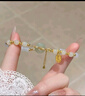 老鳳祥平安扣銀手鏈女和田玉福牌玉髓竹節手串生日紀念日禮物送女友老婆 曬單實(shí)拍圖