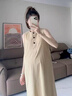 朗茵孕婦裙夏季2025新款寬松可穿長(cháng)款背心連衣裙兩件套開(kāi)衫春秋感 黑色外搭+卡其色連衣裙 XL建議130-145斤 曬單實(shí)拍圖