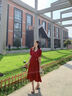SUSTYLE國際高端品牌女裝連衣裙新款夏季氣質顯瘦輕熟清新純色百搭裙子女 酒紅色 L 適合【106-115斤】 曬單實拍圖