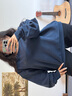 安踏純色衛(wèi)衣女士2025秋季新款時尚圓領上衣簡約寬松舒適休閑長袖 8712-7深藏青 170 /M 曬單實拍圖