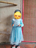 奧特曼冰雪奇緣愛莎公主裙女童連衣裙秋裝裙子生日禮服兒童藍色秋季加絨 熱售春秋無絨：藍色+披紗+4件套 130 cm 推薦120身高選 曬單實拍圖
