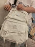 日本2025新款大容量雙肩背包女士防水學(xué)生書(shū)包休閑時(shí)尚旅行包男 米白色 曬單實(shí)拍圖