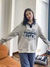 真維斯（JEANSWEST）麻灰色翻領polo衛(wèi)衣女士春秋2025新款學院風寬松小個子薄款上衣服 曬單實拍圖
