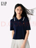 GAP女裝2025春季新款小熊刺繡polo翻領(lǐng)純棉常規短袖針織衫729114 海軍藍 S (160/80A) 亞洲尺碼 曬單實(shí)拍圖