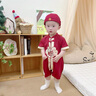 G.DUCKKIDS小黃鴨一周歲禮服男寶寶抓周衣服國風百天百日宴滿月嬰兒衣服夏季 紅色+香囊 66cm 66碼0-3月建議寶寶4-6公斤 曬單實拍圖