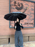 蜜雪小米全自動折疊環(huán)扣防曬雨傘加固晴雨兩用遮陽傘大號女生專用加大號傘 星空黑-黑膠防曬 曬單實拍圖