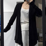 DALEY MODE黑色針織衫女春夏秋新款不規則中長(cháng)款防曬罩衫吊帶外搭開(kāi)衫女 黑色 S 【85-95斤】 曬單實(shí)拍圖