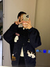 LDBE美式復古小狗毛巾繡棒球服外套女春秋立領(lǐng)韓系慵懶風(fēng)寬松開(kāi)衫衛衣藏青色(春秋薄款)M （適合95斤內） 曬單實(shí)拍圖