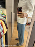 羅蒙含桑蠶絲長袖T恤男士POLO上衣冰絲圓領體恤衫打底衫男裝 白色2XL 曬單實拍圖