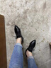 卡帝樂鱷魚（CARTELO）2025新款春秋女鞋中跟系帶皮鞋女真皮粗跟軟皮高跟深口單鞋春秋 黑色單內(nèi)里 34 曬單實(shí)拍圖