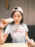 MMLG 87mm 短袖t恤女夏季新款正肩修身顯瘦韓系潮牌百搭短款上衣女 淺藍(lán)色 S 曬單實(shí)拍圖