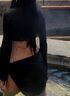 鉑吶苓泳衣女夏比基尼四件套辣妹性感顯瘦海邊度假泡溫泉游泳分體泳裝 性感比基尼四件套【黑色】 80-120 曬單實(shí)拍圖