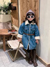 G.DUCKKIDS小黃鴨女童牛仔外套秋冬兒童冬季加絨冬裝女寶寶羊羔絨中長(cháng)款上衣 藍色 120 建議5~6歲【110-120cm】cm 曬單實(shí)拍圖