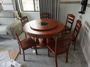 巴比松新中式實(shí)木餐桌椅組合家用圓桌帶轉盤(pán)10/12人帶電磁爐包廂大飯桌 1.2米+6椅帶電磁爐（顏色備注） 曬單實(shí)拍圖
