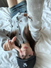 FSHE 美式開衫毛衣女復(fù)古灰色小狗秋冬慵懶風(fēng)顯瘦針織衫短款外套女 花灰色 S 曬單實(shí)拍圖