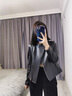 clotho Rennie品牌女裝皮衣女短外套2025春秋新款修身顯瘦小個子高級感綿羊皮 黑色 M 曬單實拍圖