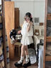 斤慕法式杏色無(wú)袖掛脖吊帶連衣裙女夏季海邊度假氣質(zhì)小個(gè)子收腰短裙 S(建議80-90斤) 曬單實(shí)拍圖