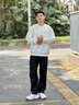 森馬（Semir）休閑褲男工裝褲寬松直筒褲子秋季戶外長(zhǎng)褲純棉松緊腰101524127112 曬單實(shí)拍圖
