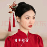 締晶新娘秀禾頭飾金色鳳冠中式結婚古裝流蘇發(fā)飾顯臉小秀禾服配飾大氣 百年好合秀禾服頭飾【耳夾款】 曬單實(shí)拍圖