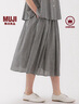 無(wú)印良品（MUJI）女式 強捻 抽褶裙 長(cháng)半身裙女裙子女裝格子裙25年夏季BE1VEC5S 黑色格紋 S （155/62A） 曬單實(shí)拍圖