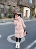 鴨鴨羽絨服女中長款2025年冬季新款時尚休閑加厚連帽韓版撞色百搭外套 粉色 M (建議100-120斤) 曬單實拍圖